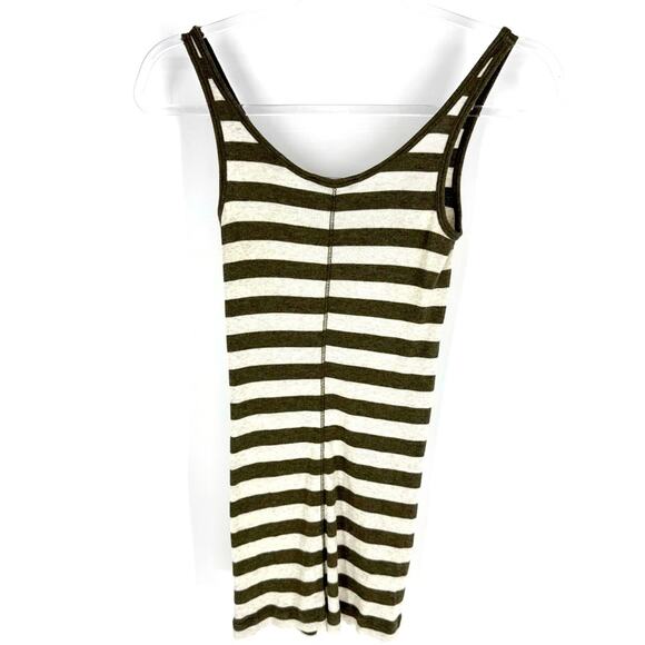 Vince Striped Ribbed Tank Top Olive and Cream Stripes Size Small - Picture 5 of 6